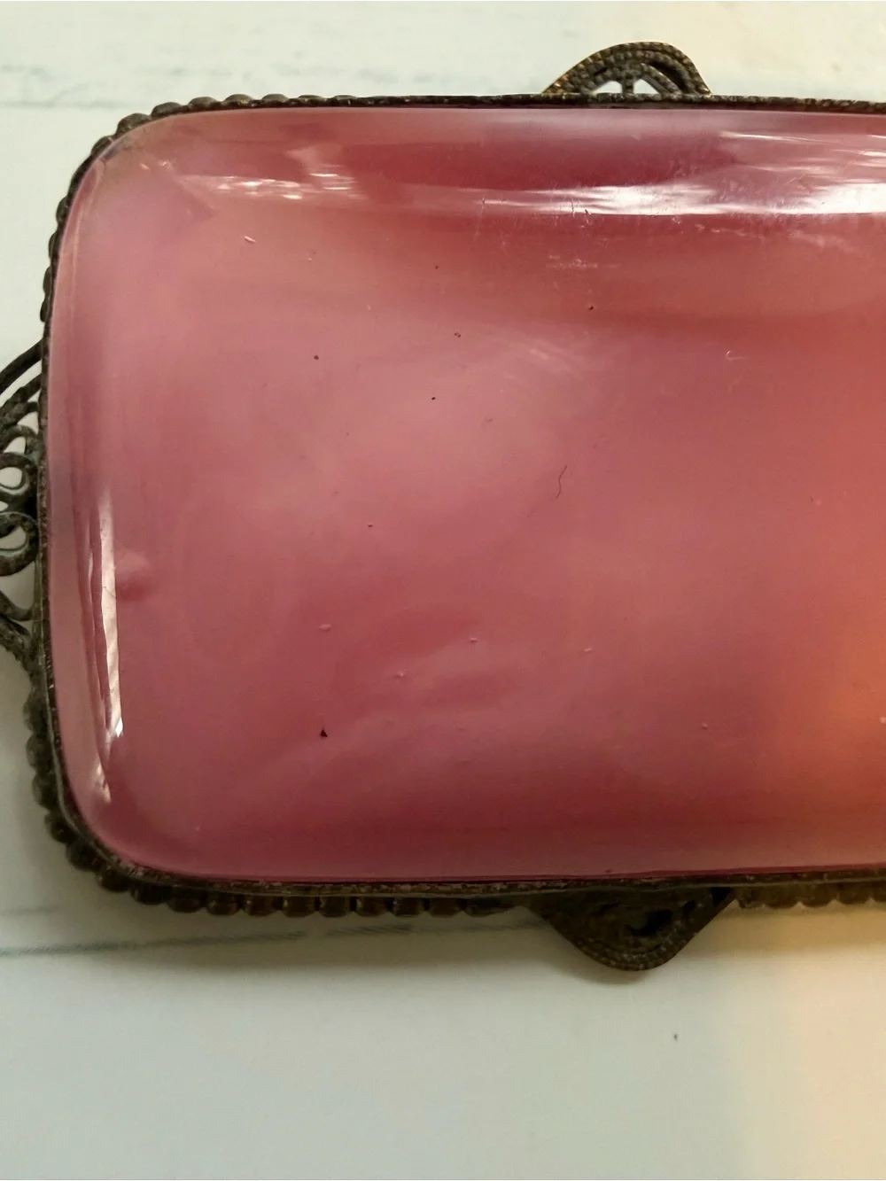 Antique Pink Glass Cabochon Brooch